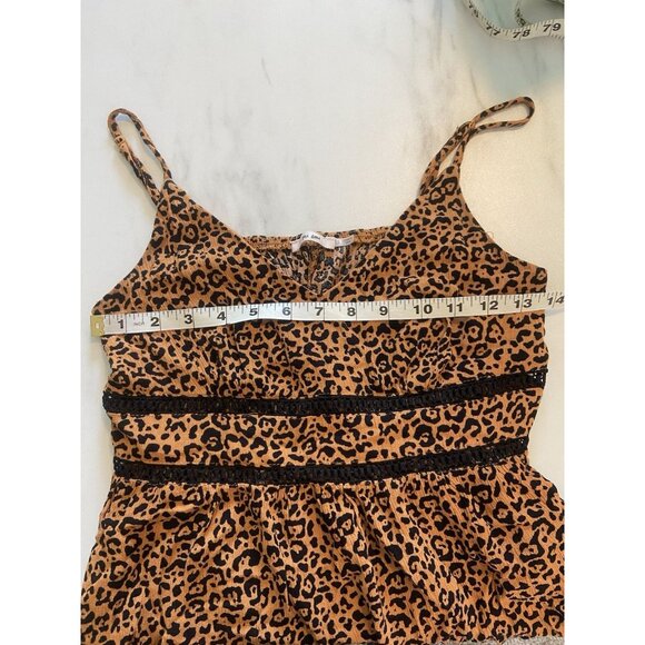 Women's Leopard Ladder Trim‎ Tank Top S MiAmi Francesca's Mobwife Cheetah Party - Picture 6 of 8